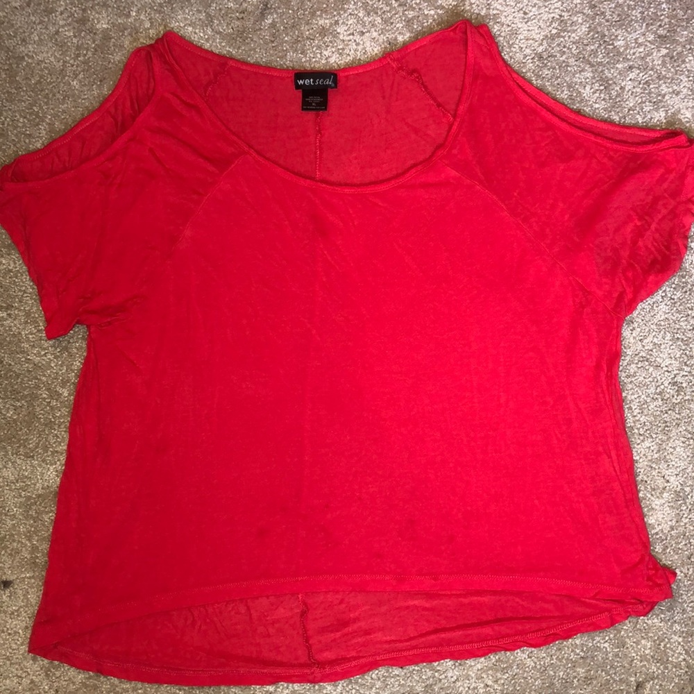 Wet Seal red cold shoulder t-shirt